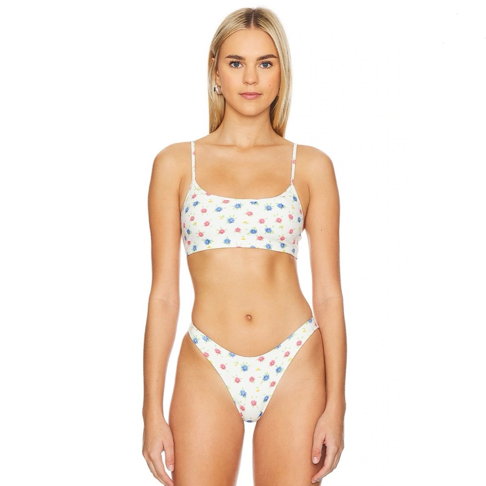 Frankie's Bikinis Bay View Bralette Bikini Set - Water Blossom NWT